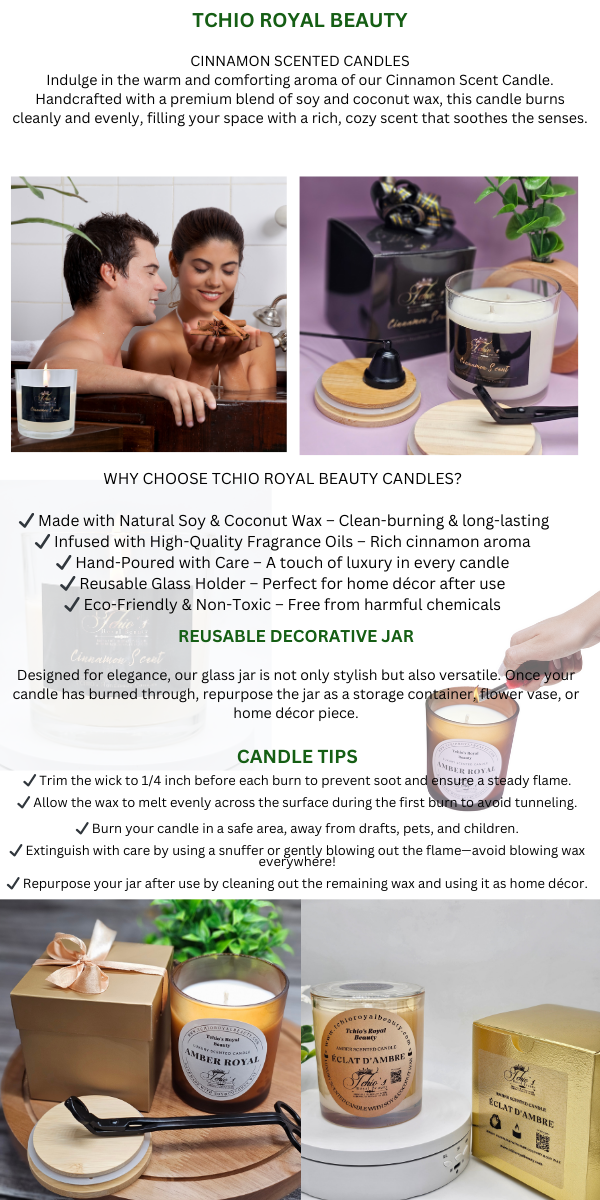 Cinnamon Scented Candle -Essence de Cannelle - Handmade Pure Natural Soy and coconut Wax 18 OZ - Free Shipping