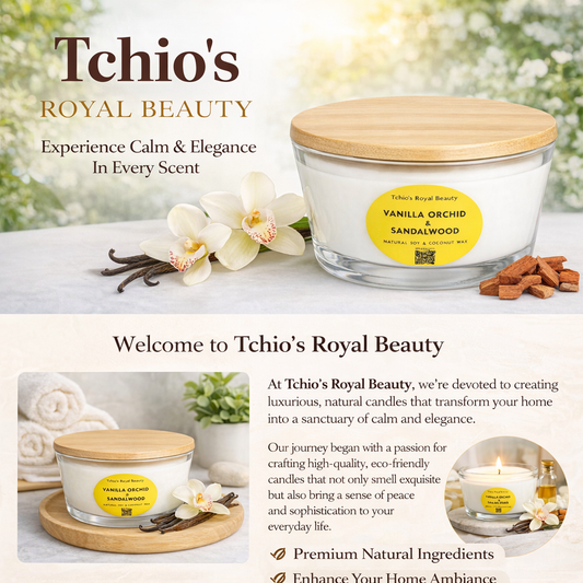 Vanilla Orchid & Sandalwood Candle – 25 oz Natural Soy & Coconut Wax – Boat-Shaped Glass Bowl with Bamboo Lid – Handcrafted Luxury Home Fragrance