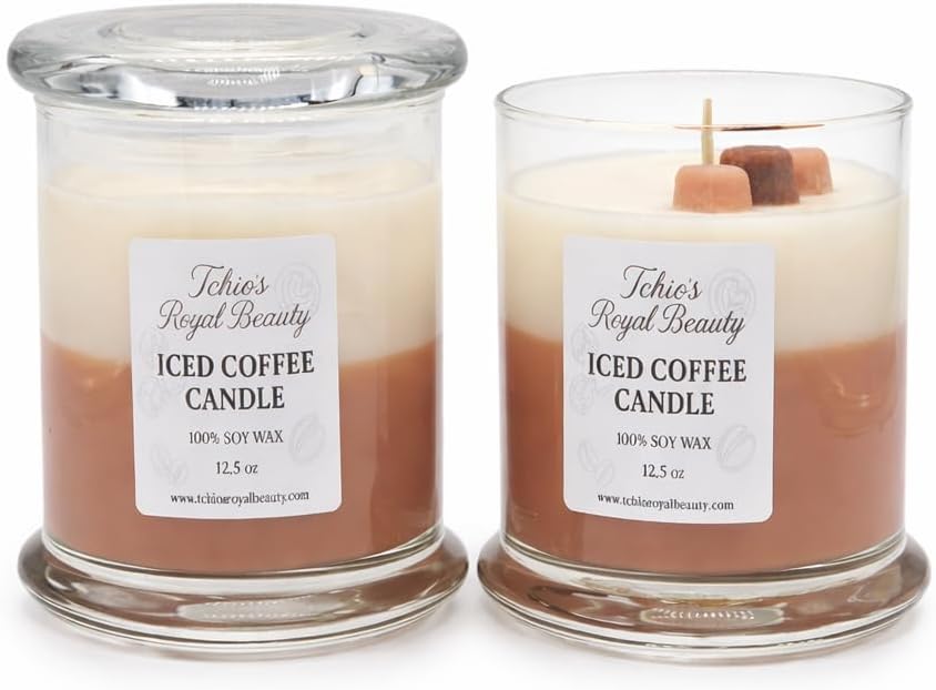 Coffee Scented Candle by Tchio’s Royal Beauty – Luxury 100% Natural Soy Wax Candle, Strong Coffee Aroma, Cotton Wick, 12.5 oz, 50+ Hour Burn Time, Home Decor & Housewarming Gift for Men & Women