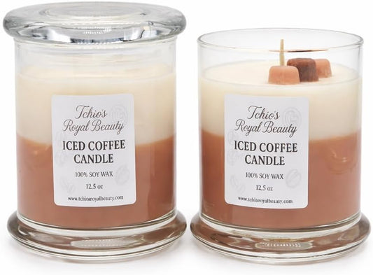 Coffee Scented Candle by Tchio’s Royal Beauty – Luxury 100% Natural Soy Wax Candle, Strong Coffee Aroma, Cotton Wick, 12.5 oz, 50+ Hour Burn Time, Home Decor & Housewarming Gift for Men & Women