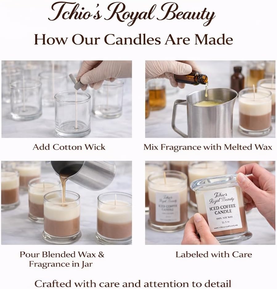 Coffee Scented Candle by Tchio’s Royal Beauty – Luxury 100% Natural Soy Wax Candle, Strong Coffee Aroma, Cotton Wick, 12.5 oz, 50+ Hour Burn Time, Home Decor & Housewarming Gift for Men & Women