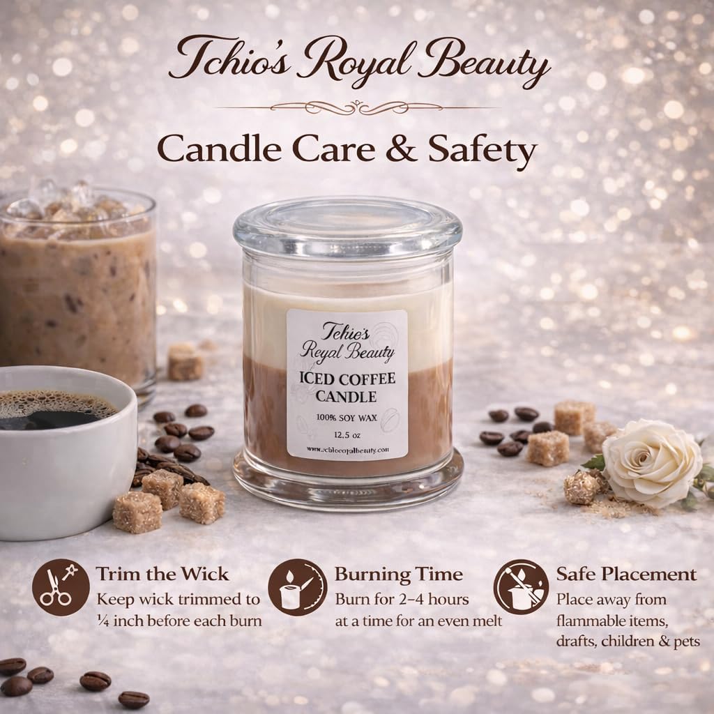 Coffee Scented Candle by Tchio’s Royal Beauty – Luxury 100% Natural Soy Wax Candle, Strong Coffee Aroma, Cotton Wick, 12.5 oz, 50+ Hour Burn Time, Home Decor & Housewarming Gift for Men & Women
