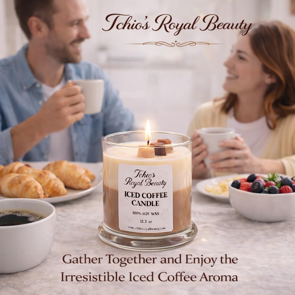 Coffee Scented Candle by Tchio’s Royal Beauty – Luxury 100% Natural Soy Wax Candle, Strong Coffee Aroma, Cotton Wick, 12.5 oz, 50+ Hour Burn Time, Home Decor & Housewarming Gift for Men & Women