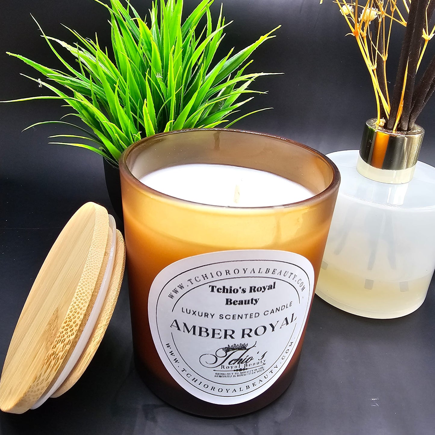 Elixir de Luxe - Amber Royal gift - Scented Candle - Handcrafted Natural Soy and coconut Wax 14 OZ - Free Shipping