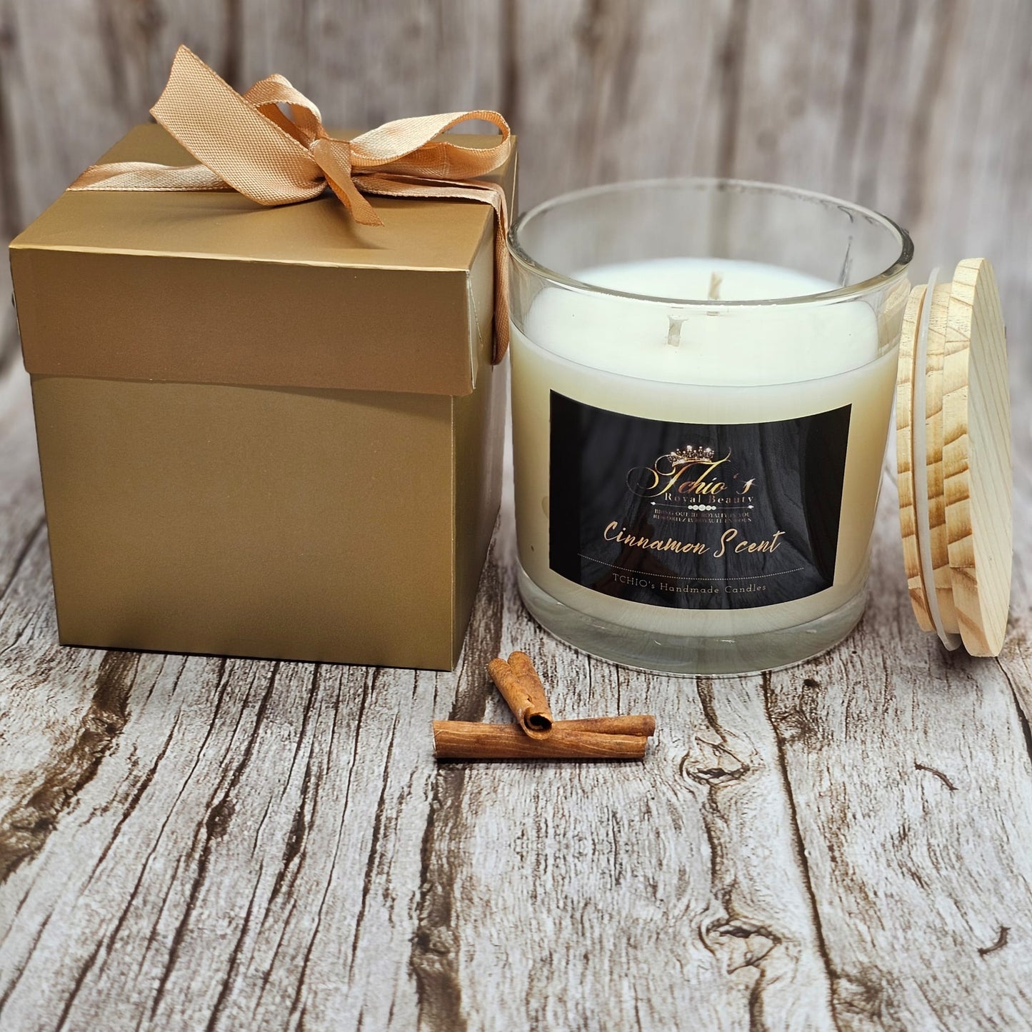 Elixir de Luxe - Cinnamon Royal gift - Scented Candle - Handcrafted Pure Natural Soy and coconut Wax 18 OZ  - Free Shipping