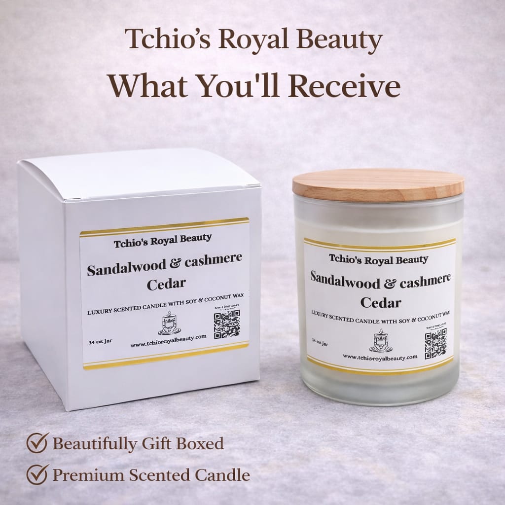 Sandalwood & Cashmere Cedar Luxury Scented Candle, Soy & Coconut Wax, 14 oz, Wooden Lid