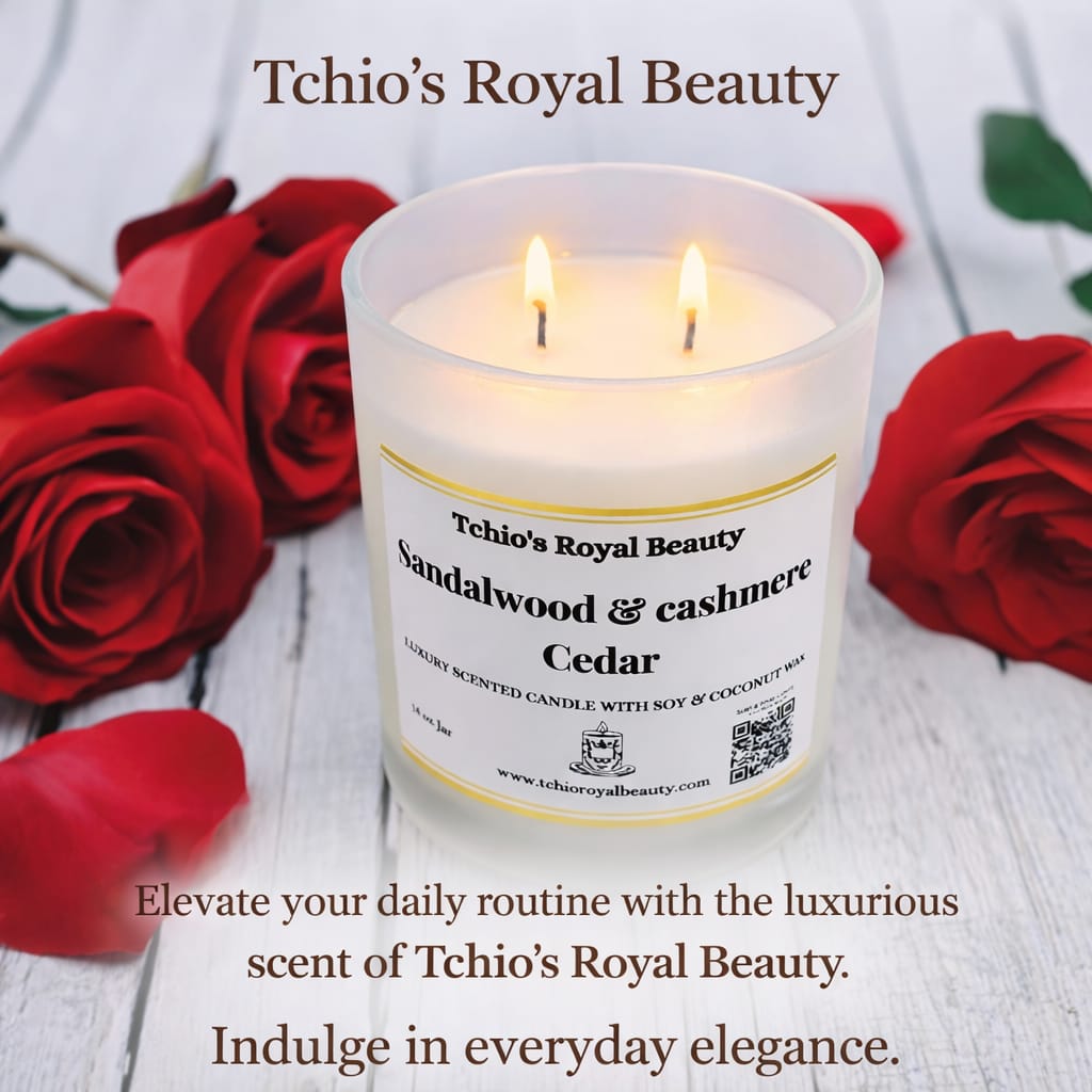Sandalwood & Cashmere Cedar Luxury Scented Candle, Soy & Coconut Wax, 14 oz, Wooden Lid