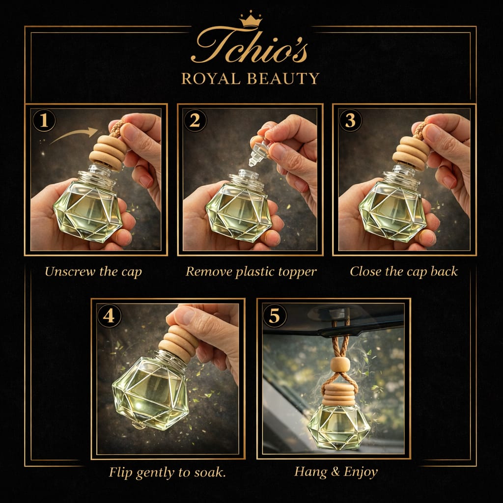 Tchio’s Royal Beauty Royal Linen Car Diffuser – Luxury Crystal Hanging Air Freshener, Long-Lasting Clean Linen & Amber Scent, Premium Car Interior Fragrance, 8 mL