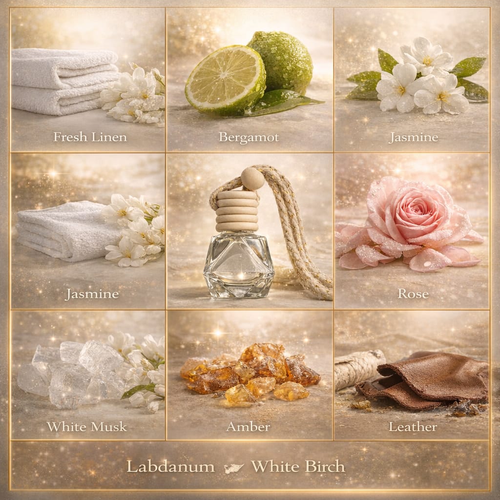 Tchio’s Royal Beauty Royal Linen Car Diffuser – Luxury Crystal Hanging Air Freshener, Long-Lasting Clean Linen & Amber Scent, Premium Car Interior Fragrance, 8 mL