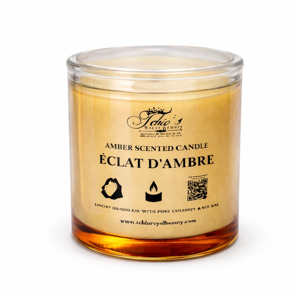 Amber Scented Candle, Pure Handcrafted with Natural Coconut and Soy Wax 9 oz