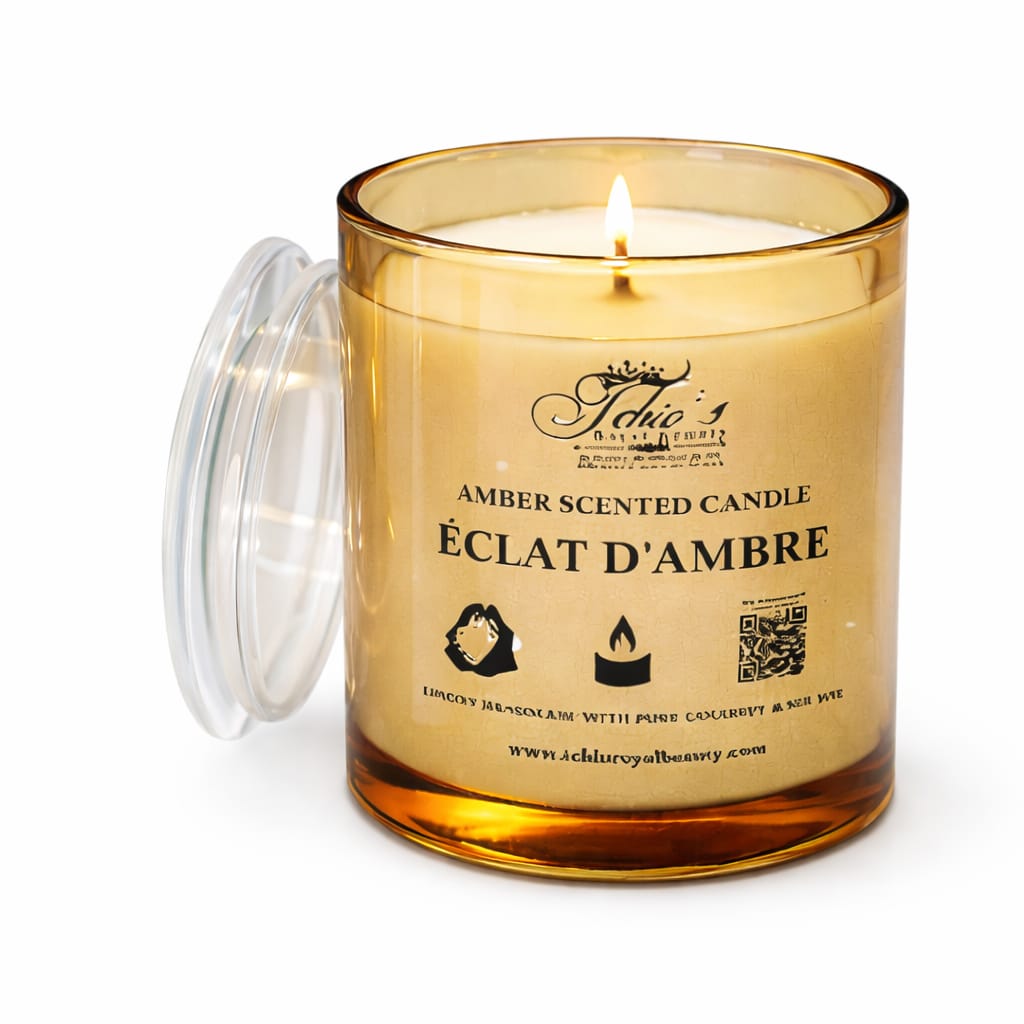 Amber Scented Candle, Pure Handcrafted with Natural Coconut and Soy Wax 9 oz