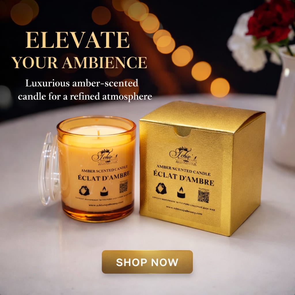 Amber Scented Candle, Pure Handcrafted with Natural Coconut and Soy Wax 9 oz