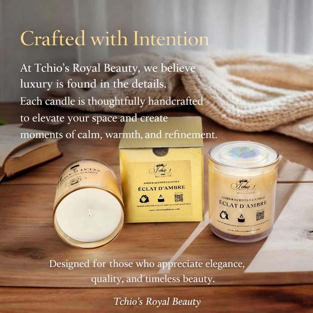 Amber Scented Candle, Pure Handcrafted with Natural Coconut and Soy Wax 9 oz