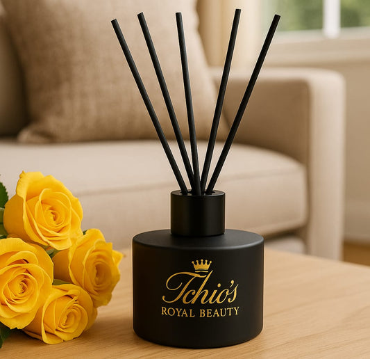 Tchio’s Royal Beauty Midnight Cashmere Reed Diffuser – Luxury Home Fragrance, Long-Lasting Scent, Elegant Matte Black Glass Bottle, Includes Reeds, 150 ml