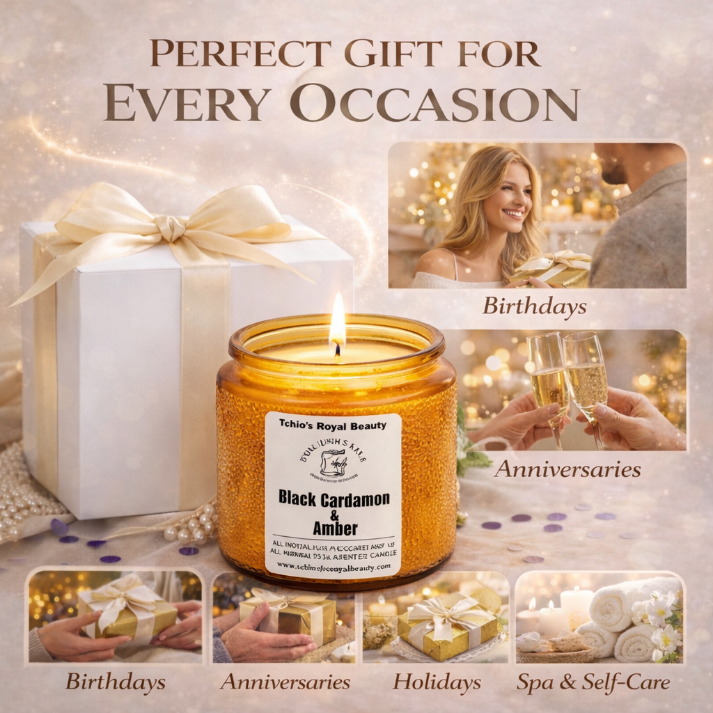 Black Cardamom & Amber Candle – 10 oz Luxury Scented Jar with Double Wick – Handcrafted with Natural Coconut & Soy Wax for Home & Spa. Perfect gift