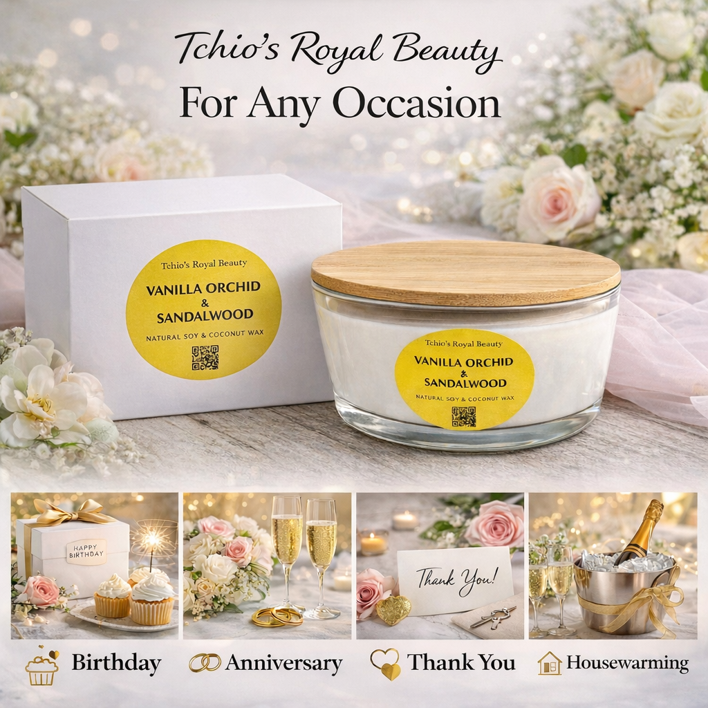 Vanilla Orchid & Sandalwood Candle – 25 oz Natural Soy & Coconut Wax – Boat-Shaped Glass Bowl with Bamboo Lid – Handcrafted Luxury Home Fragrance