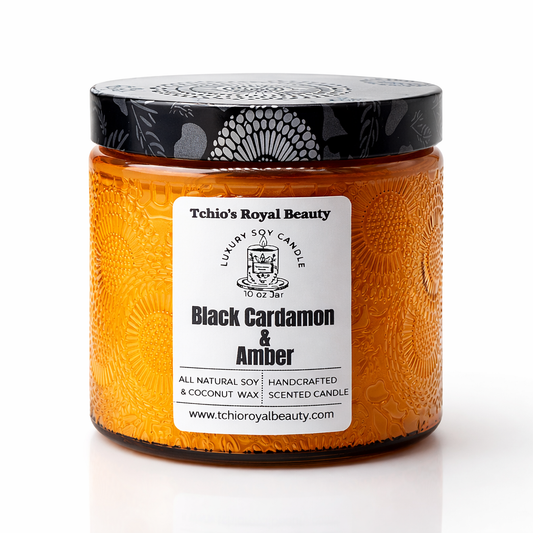 Black Cardamom & Amber Candle – 10 oz Luxury Scented Jar with Double Wick – Handcrafted with Natural Coconut & Soy Wax for Home & Spa. Perfect gift