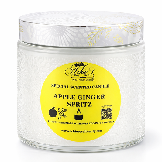 Apple Ginger Spritz Scented Candle – Handcrafted by Tchio's Royal Beauty – 10 oz Coconut & Soy Wax – Decorative Jar with Gift Box – Fresh Fruity Aroma