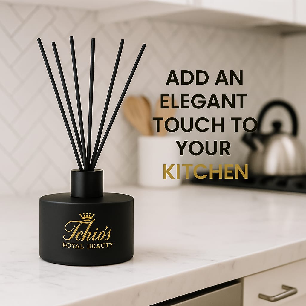 Tchio’s Royal Beauty Midnight Cashmere Reed Diffuser – Luxury Home Fragrance, Long-Lasting Scent, Elegant Matte Black Glass Bottle, Includes Reeds, 150 ml