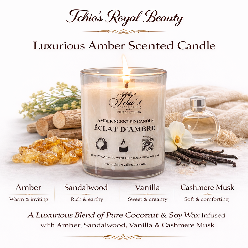 Amber Scented Candle, Pure Handcrafted with Natural Coconut and Soy Wax 9 oz